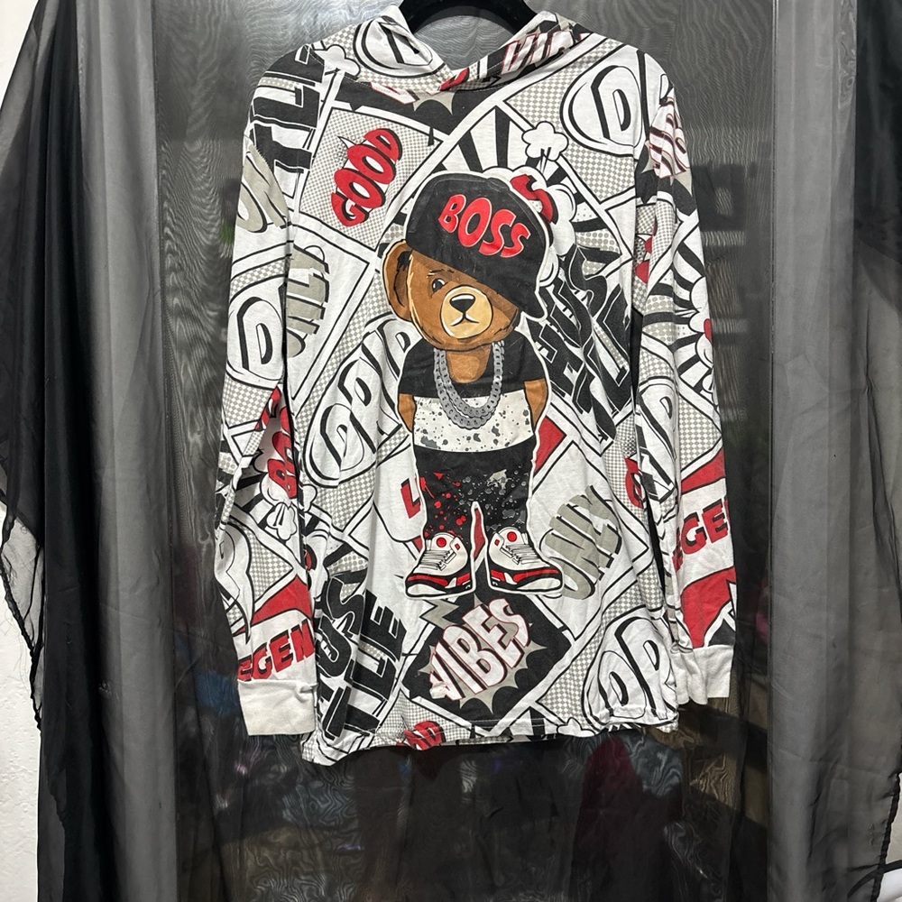 Hustler Hollywood Red and Black Hoodie Urban Graffiti Style